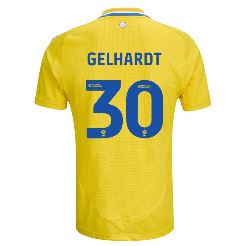 Danxen Kvinder Joe Gelhardt #30 Gul Blå Udebane Spillertrøjer 2024/25 Trøje T-Shirt