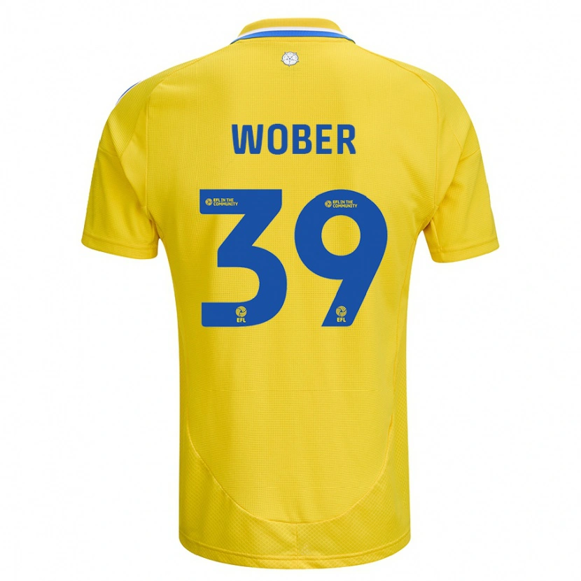 Danxen Kvinder Maximilian Wöber #39 Gul Blå Udebane Spillertrøjer 2024/25 Trøje T-Shirt