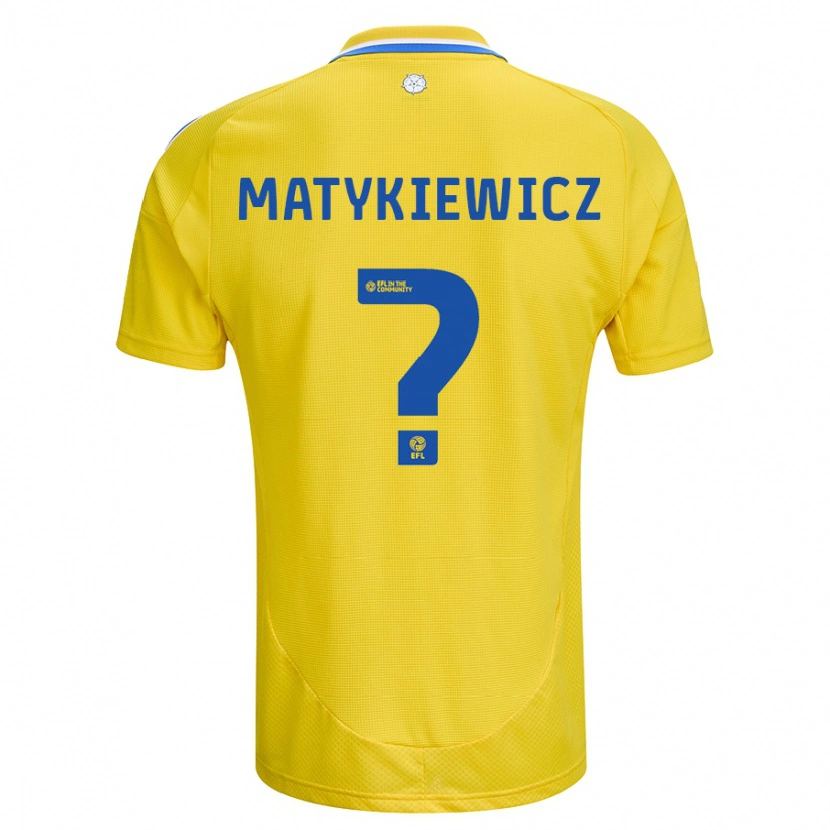 Danxen Kvinder Luke Matykiewicz #0 Gul Blå Udebane Spillertrøjer 2024/25 Trøje T-Shirt