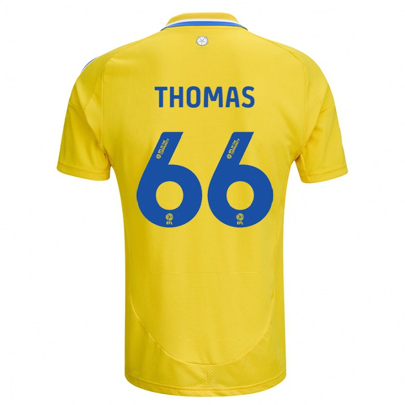 Danxen Kvinder Luca Thomas #66 Gul Blå Udebane Spillertrøjer 2024/25 Trøje T-Shirt