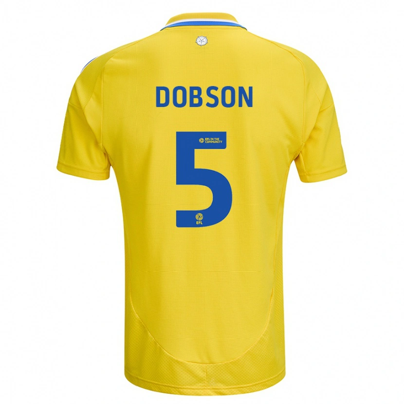 Danxen Kvinder Ellie Dobson #5 Gul Blå Udebane Spillertrøjer 2024/25 Trøje T-Shirt