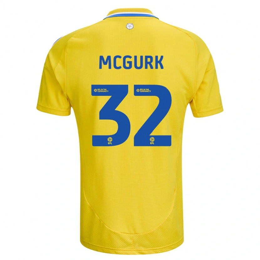 Danxen Kvinder Sean Mcgurk #32 Gul Blå Udebane Spillertrøjer 2024/25 Trøje T-Shirt
