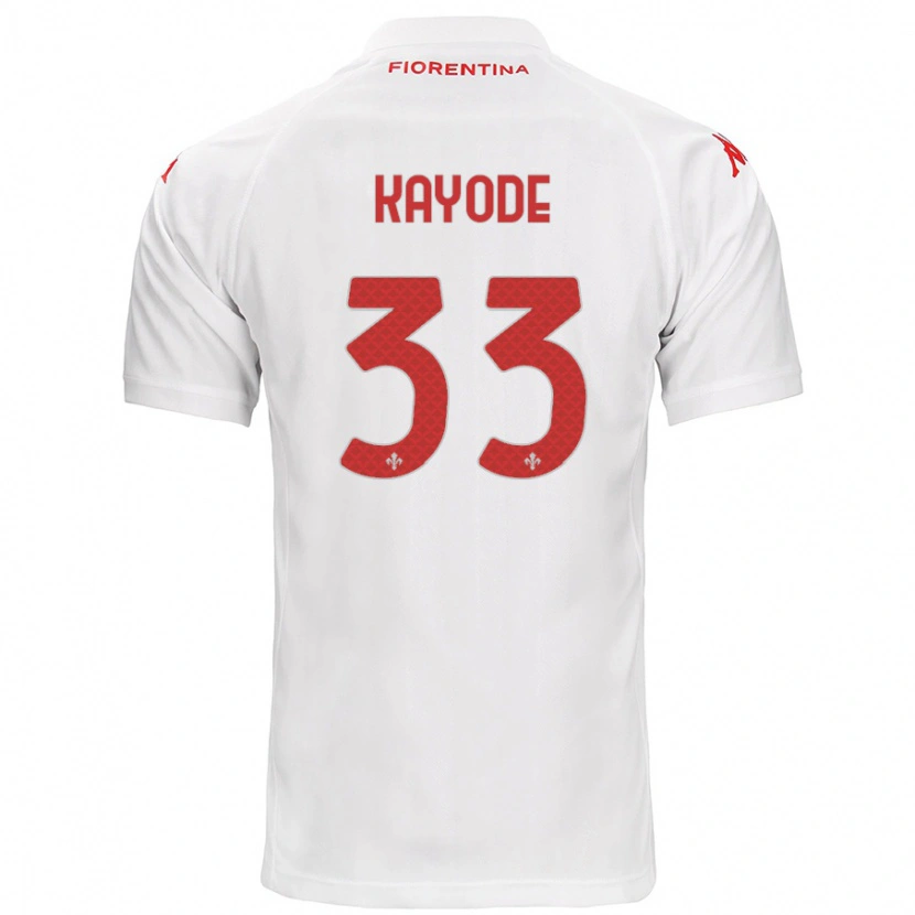 Danxen Kvinder Michael Kayode #33 Hvid Udebane Spillertrøjer 2024/25 Trøje T-Shirt