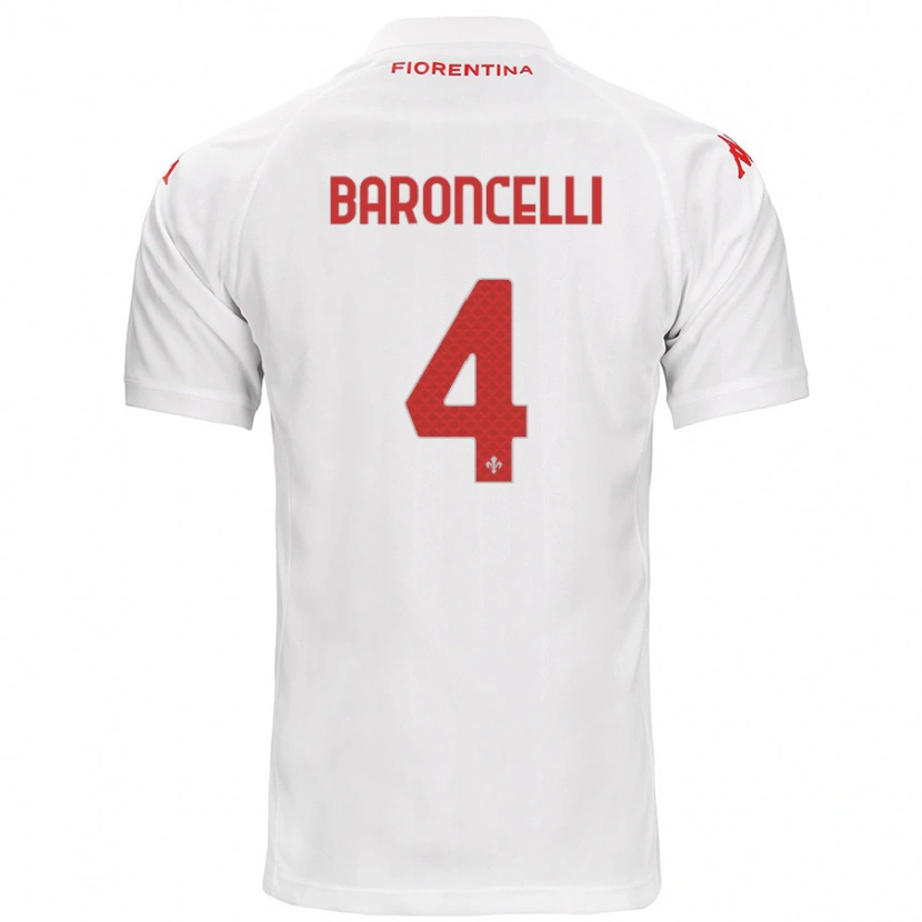 Danxen Kvinder Leonardo Baroncelli #4 Hvid Udebane Spillertrøjer 2024/25 Trøje T-Shirt