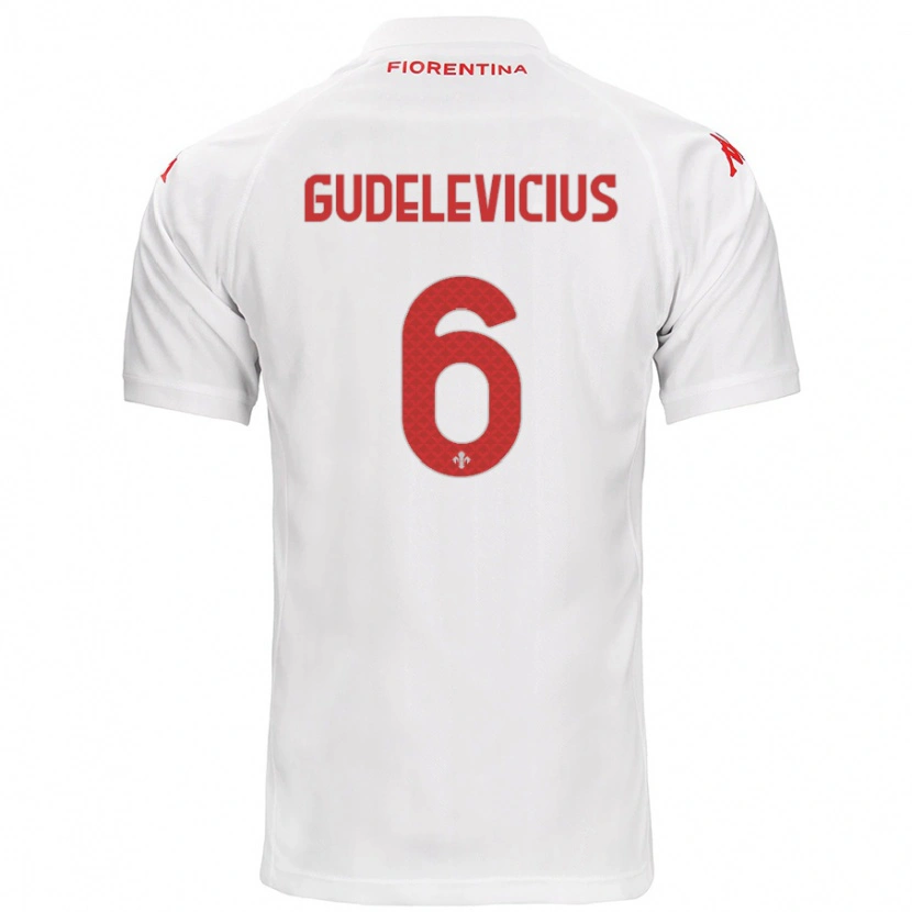 Danxen Kvinder Ernestas Gudelevicius #6 Hvid Udebane Spillertrøjer 2024/25 Trøje T-Shirt