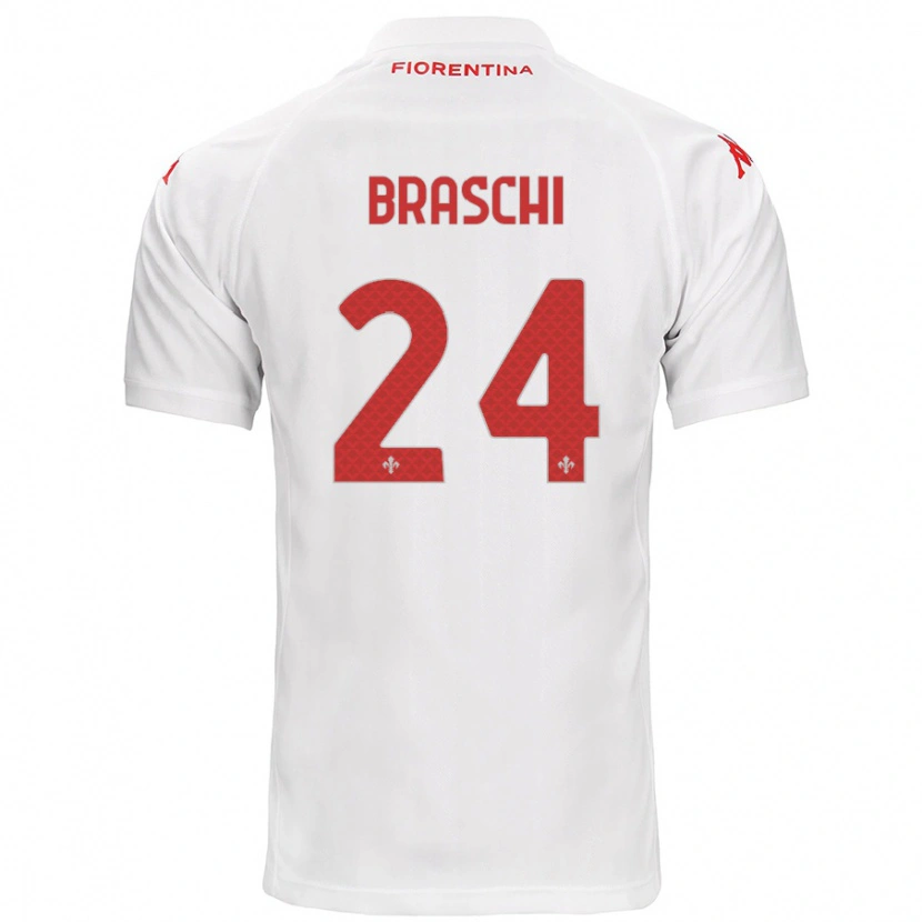Danxen Kvinder Riccardo Braschi #24 Hvid Udebane Spillertrøjer 2024/25 Trøje T-Shirt