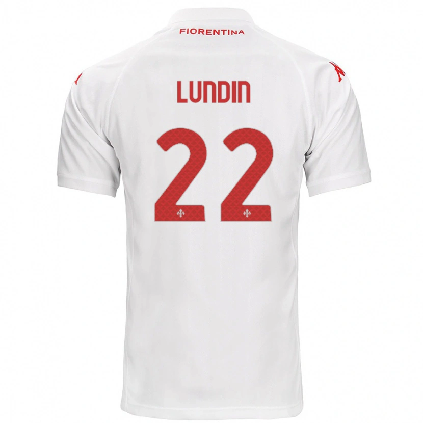 Danxen Kvinder Karin Lundin #22 Hvid Udebane Spillertrøjer 2024/25 Trøje T-Shirt