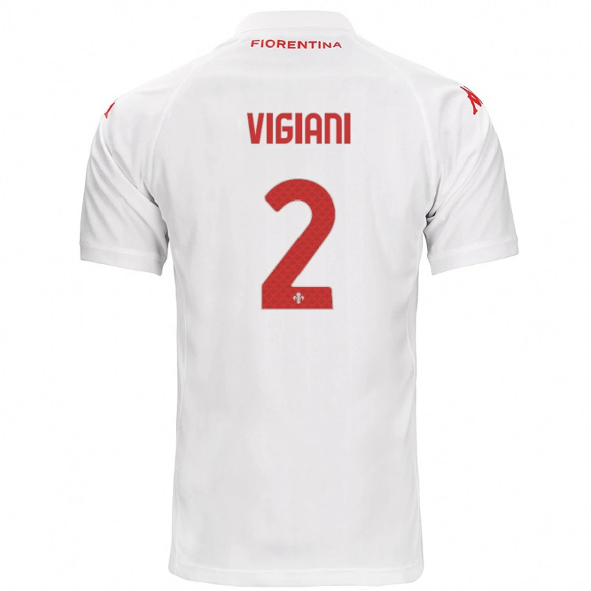 Danxen Kvinder Lorenzo Vigiani #2 Hvid Udebane Spillertrøjer 2024/25 Trøje T-Shirt