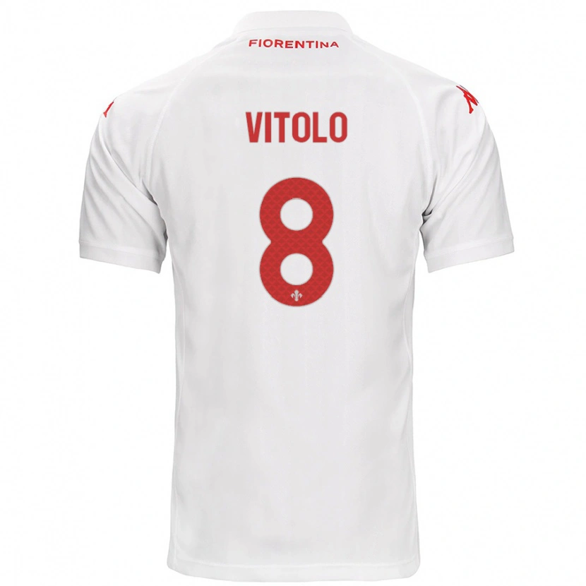 Danxen Kvinder Federico Vitolo #8 Hvid Udebane Spillertrøjer 2024/25 Trøje T-Shirt