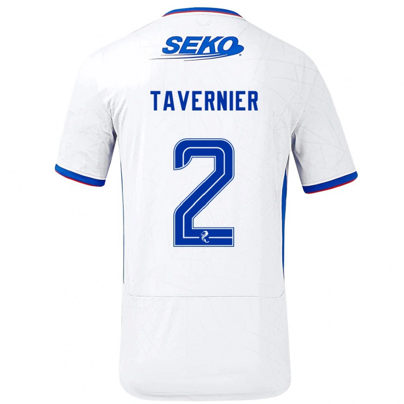 Danxen Kvinder James Tavernier #2 Hvid Blå Udebane Spillertrøjer 2024/25 Trøje T-Shirt