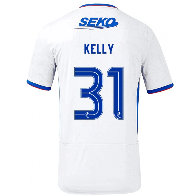Danxen Kvinder Liam Kelly #31 Hvid Blå Udebane Spillertrøjer 2024/25 Trøje T-Shirt
