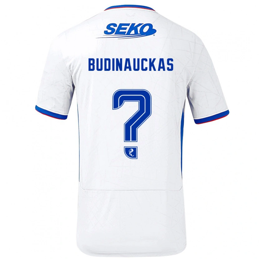 Danxen Kvinder Lewis Budinauckas #0 Hvid Blå Udebane Spillertrøjer 2024/25 Trøje T-Shirt