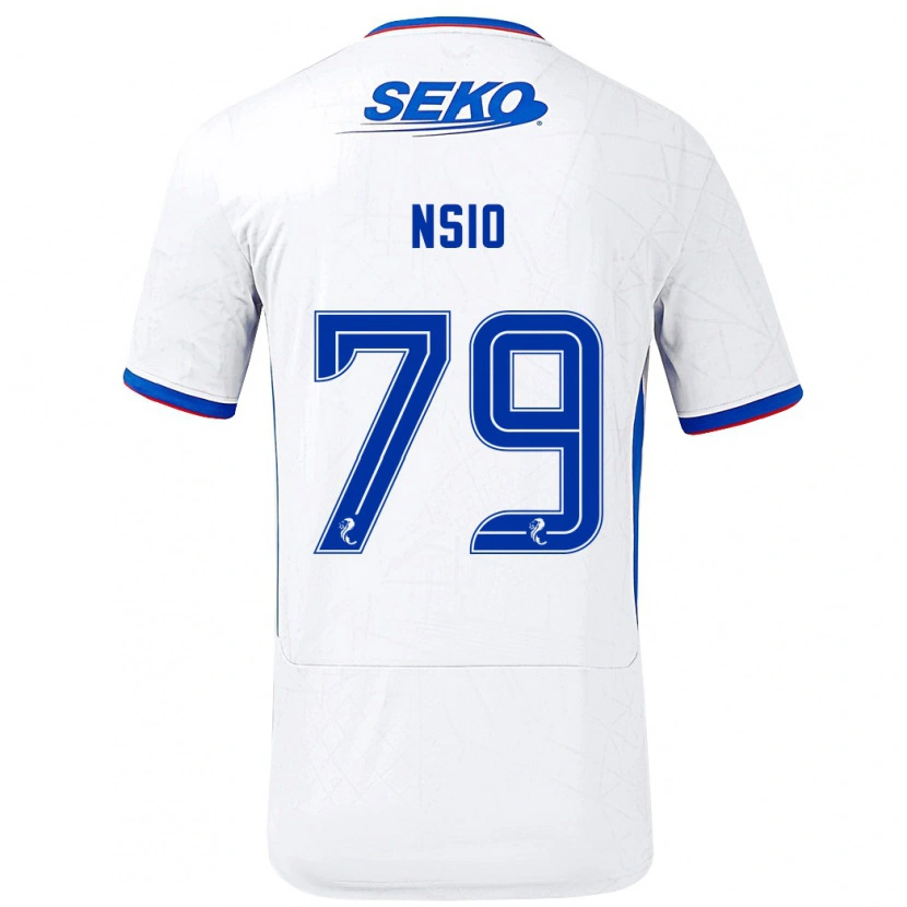 Danxen Kvinder Paul Nsio #79 Hvid Blå Udebane Spillertrøjer 2024/25 Trøje T-Shirt