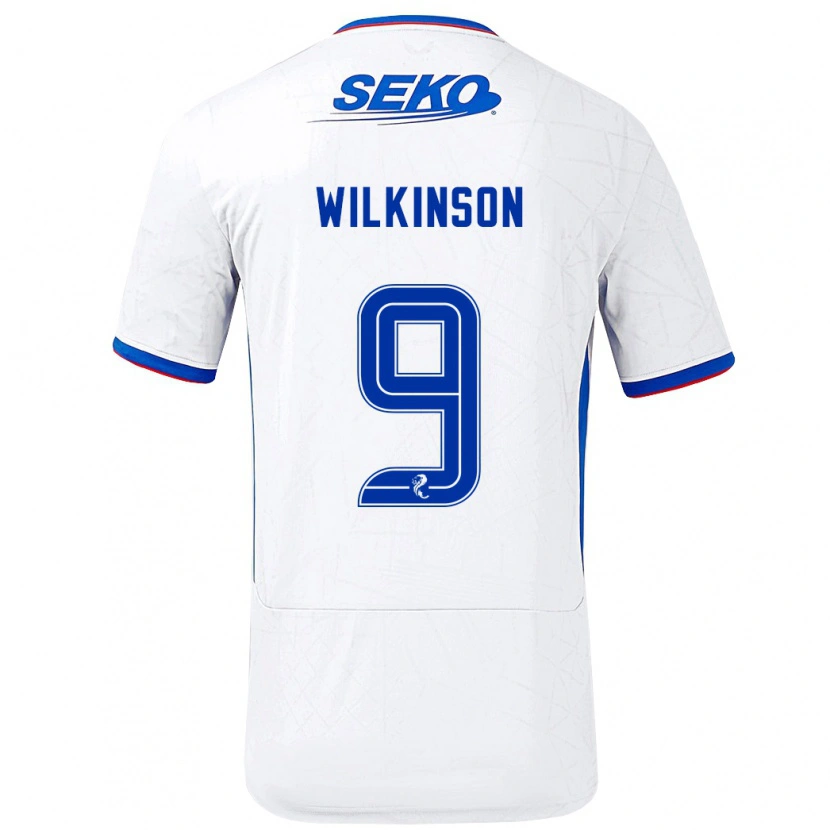 Danxen Kvinder Katie Wilkinson #9 Hvid Blå Udebane Spillertrøjer 2024/25 Trøje T-Shirt