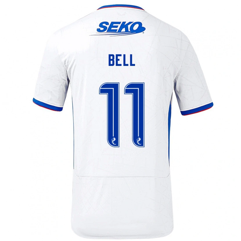 Danxen Kvinder Megan Bell #11 Hvid Blå Udebane Spillertrøjer 2024/25 Trøje T-Shirt