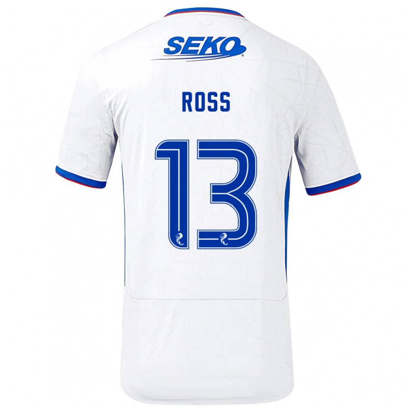 Danxen Kvinder Jane Ross #13 Hvid Blå Udebane Spillertrøjer 2024/25 Trøje T-Shirt