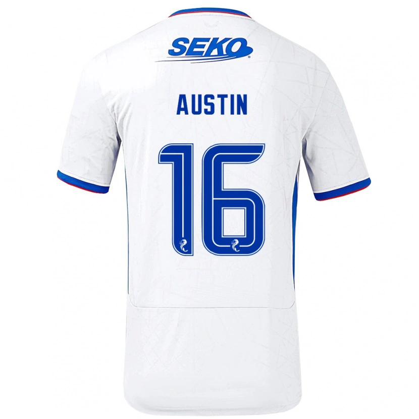 Danxen Kvinder Eilidh Austin #16 Hvid Blå Udebane Spillertrøjer 2024/25 Trøje T-Shirt