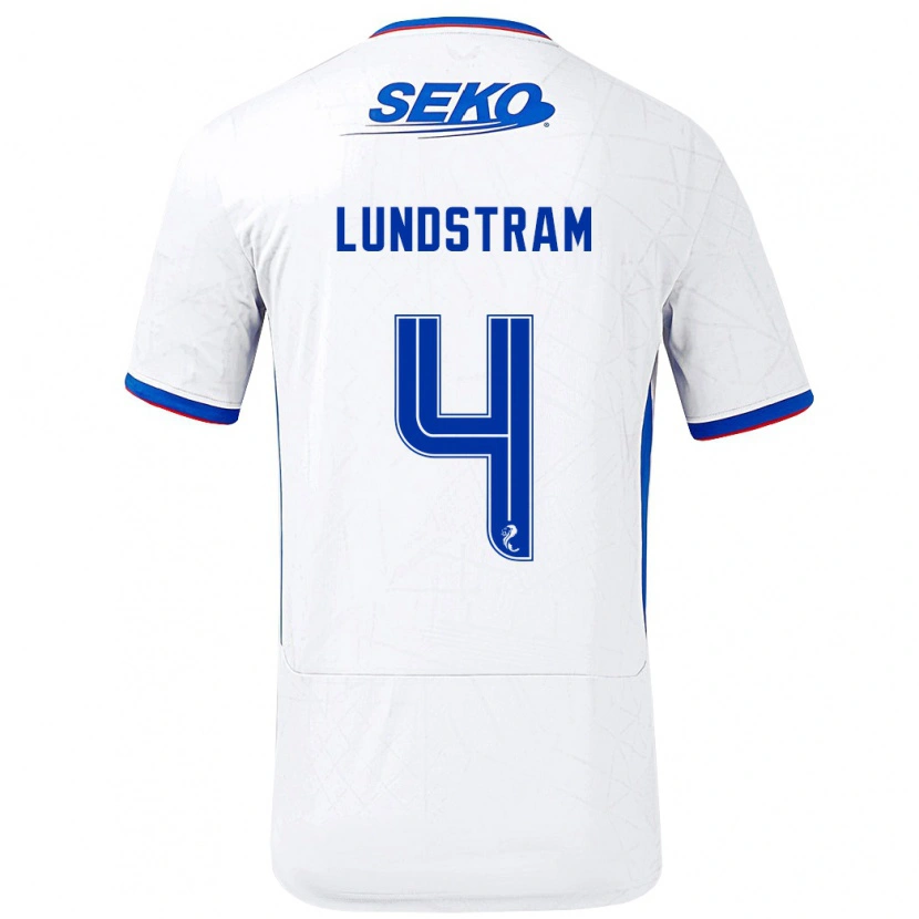 Danxen Kvinder John Lundstram #4 Hvid Blå Udebane Spillertrøjer 2024/25 Trøje T-Shirt
