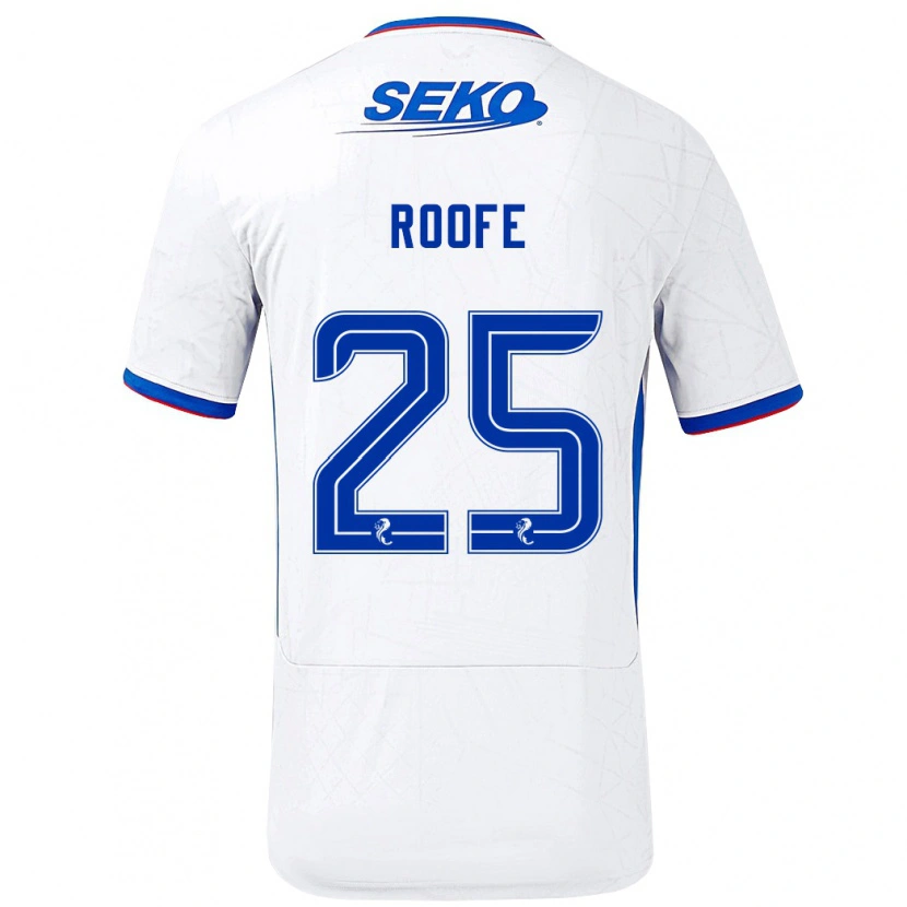Danxen Kvinder Kemar Roofe #25 Hvid Blå Udebane Spillertrøjer 2024/25 Trøje T-Shirt