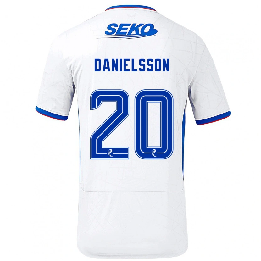 Danxen Kvinder Jenny Julia Danielsson #20 Hvid Blå Udebane Spillertrøjer 2024/25 Trøje T-Shirt