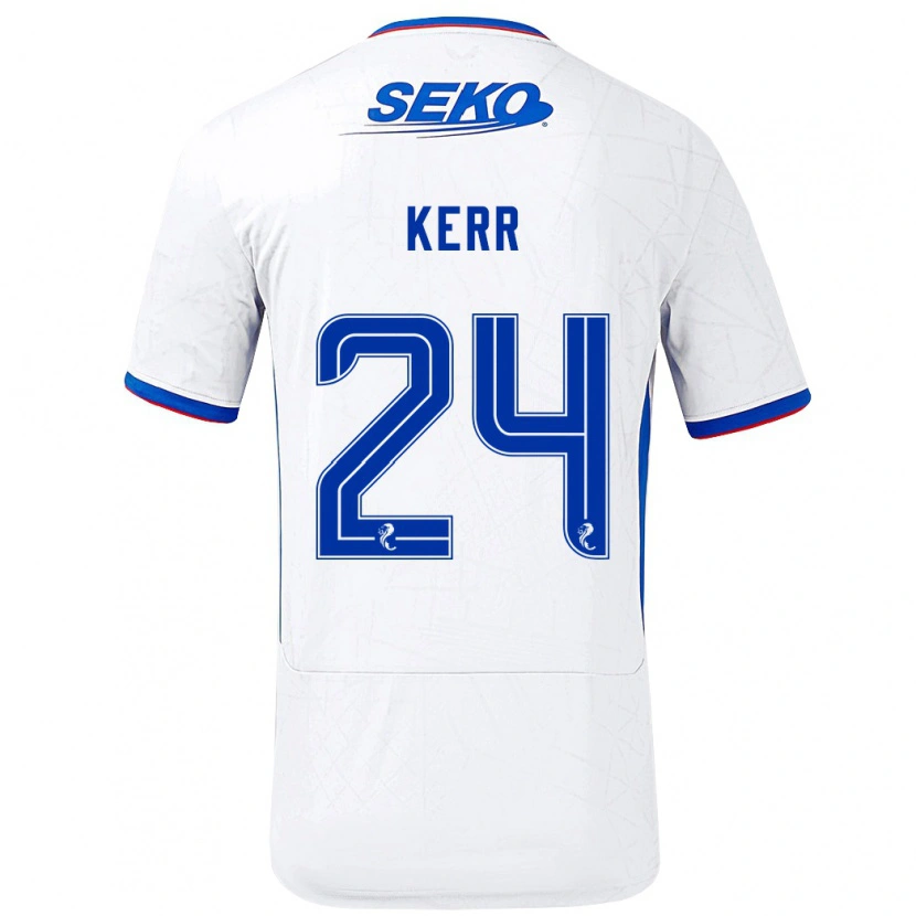 Danxen Kvinder Samantha Mary Kerr #24 Hvid Blå Udebane Spillertrøjer 2024/25 Trøje T-Shirt