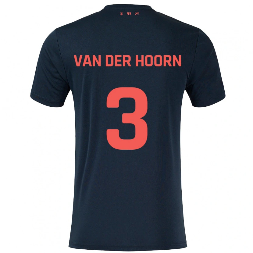 Danxen Kvinder Mike Van Der Hoorn #3 Sort Rød Udebane Spillertrøjer 2024/25 Trøje T-Shirt