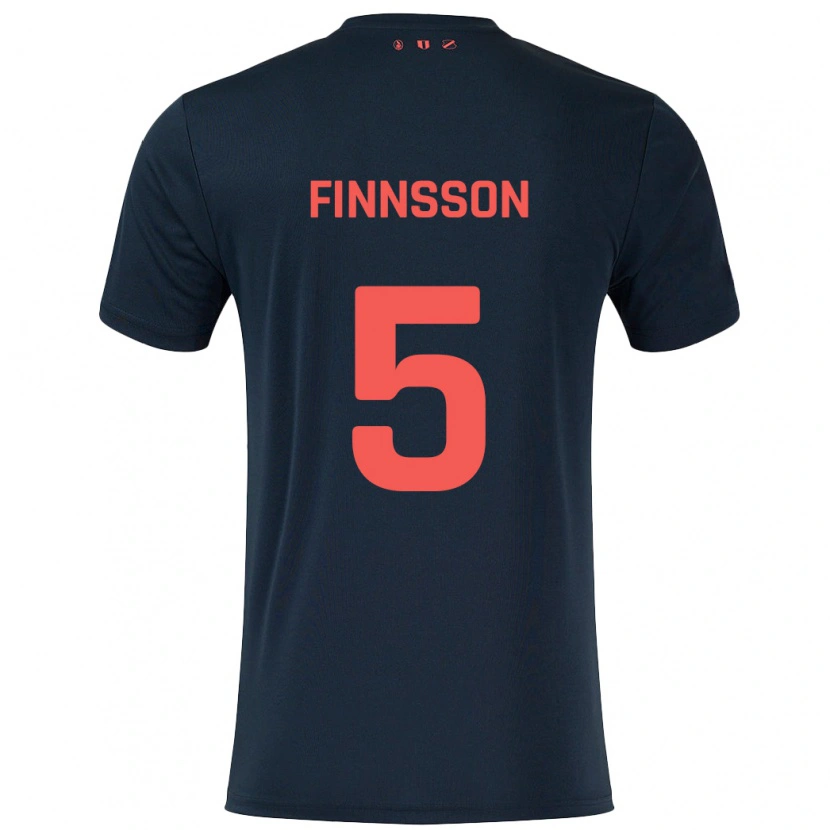 Danxen Kvinder Kolbeinn Finnsson #5 Sort Rød Udebane Spillertrøjer 2024/25 Trøje T-Shirt