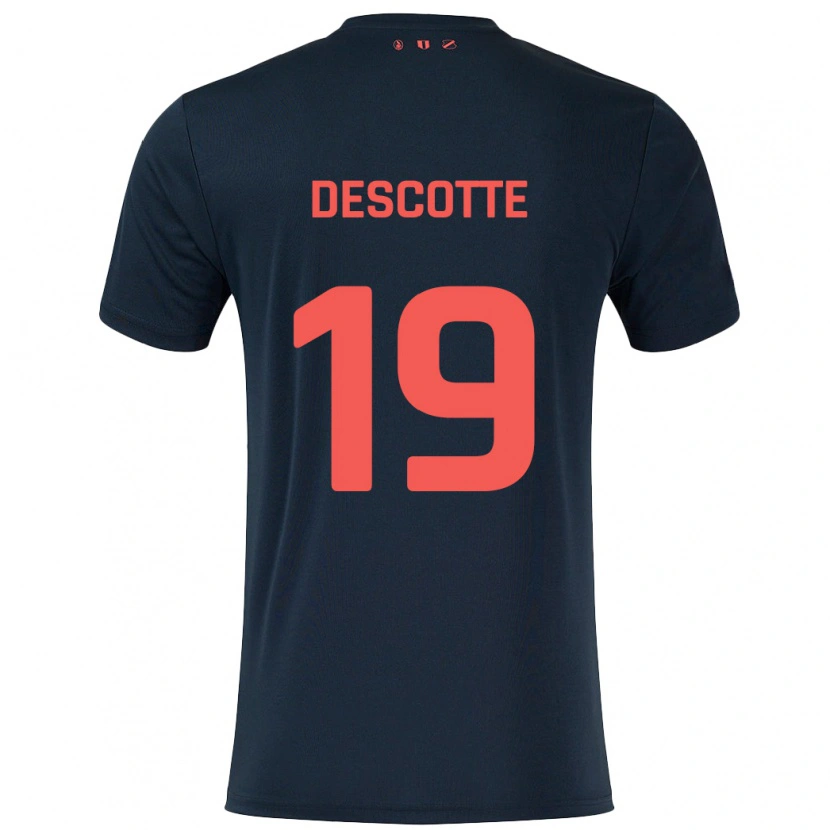 Danxen Kvinder Anthony Descotte #19 Sort Rød Udebane Spillertrøjer 2024/25 Trøje T-Shirt