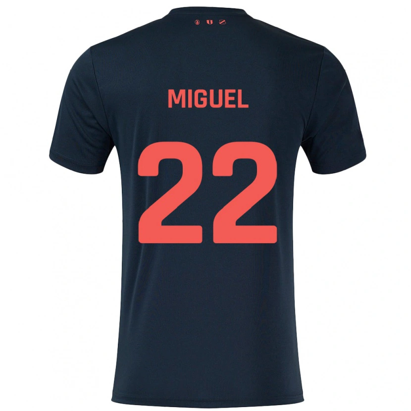Danxen Kvinder Miguel Rodríguez #22 Sort Rød Udebane Spillertrøjer 2024/25 Trøje T-Shirt