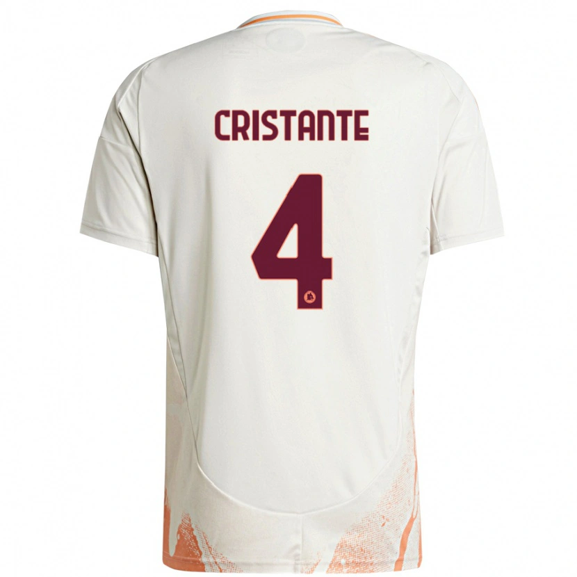 Danxen Kvinder Bryan Cristante #4 Creme Hvid Orange Udebane Spillertrøjer 2024/25 Trøje T-Shirt