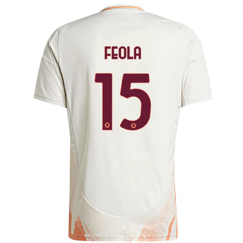 Danxen Kvinder William Feola #15 Creme Hvid Orange Udebane Spillertrøjer 2024/25 Trøje T-Shirt