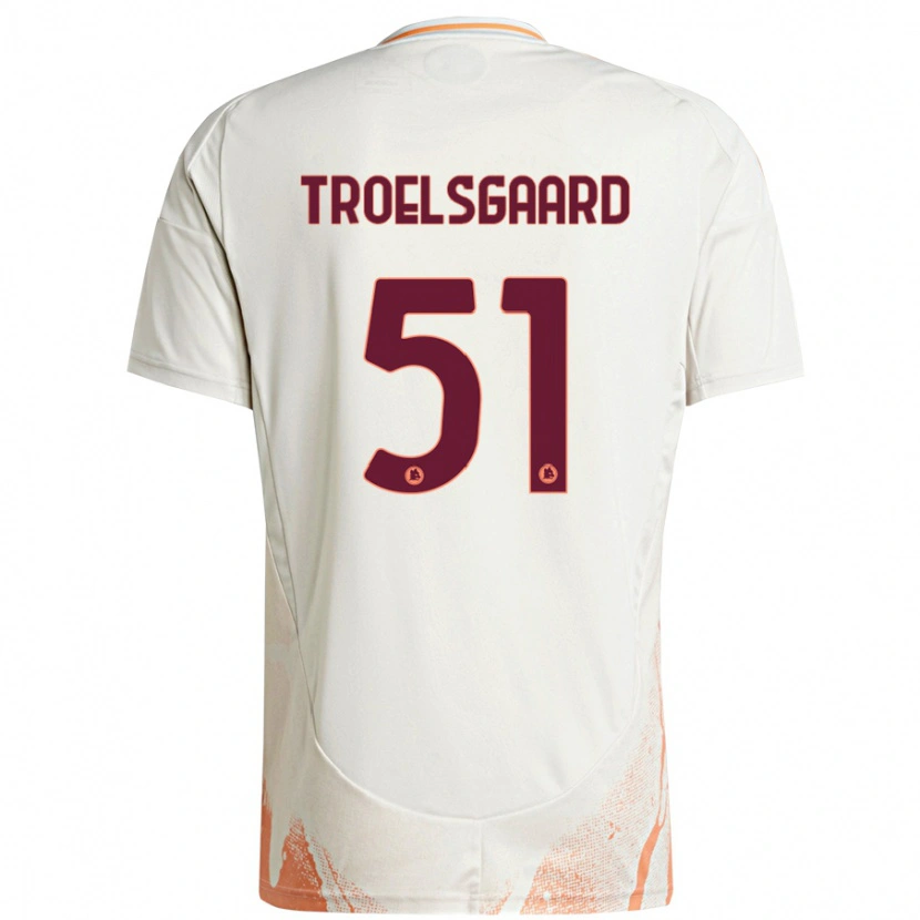 Danxen Kvinder Sanne Troelsgaard #51 Creme Hvid Orange Udebane Spillertrøjer 2024/25 Trøje T-Shirt