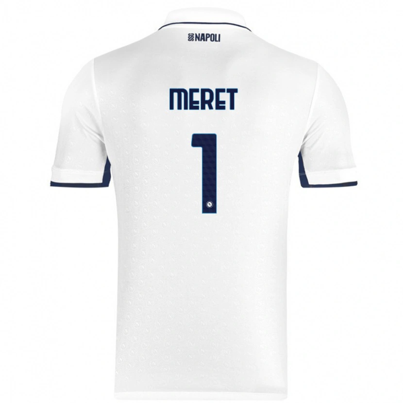 Danxen Kvinder Alex Meret #1 Hvid Kongeblå Udebane Spillertrøjer 2024/25 Trøje T-Shirt