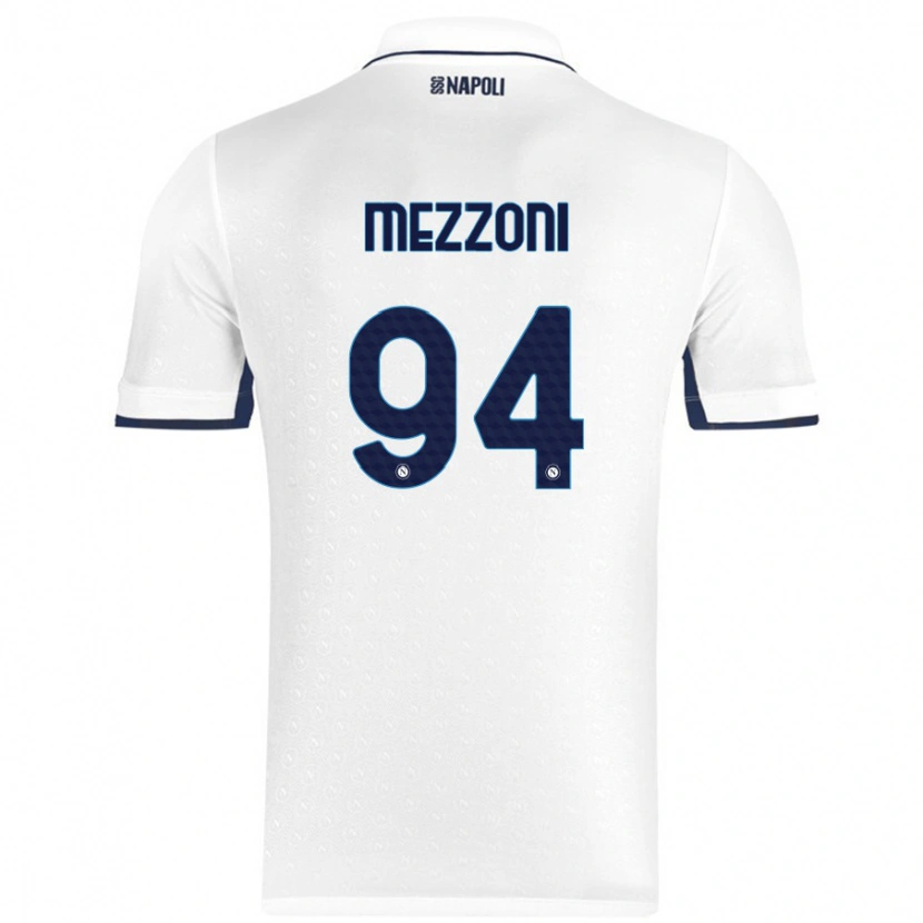 Danxen Kvinder Francesco Mezzoni #94 Hvid Kongeblå Udebane Spillertrøjer 2024/25 Trøje T-Shirt
