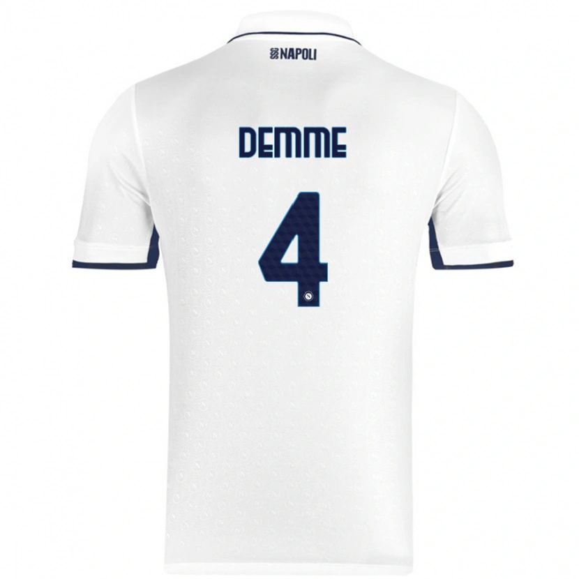 Danxen Kvinder Diego Demme #4 Hvid Kongeblå Udebane Spillertrøjer 2024/25 Trøje T-Shirt