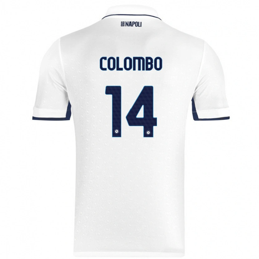 Danxen Kvinder Sofia Colombo #14 Hvid Kongeblå Udebane Spillertrøjer 2024/25 Trøje T-Shirt
