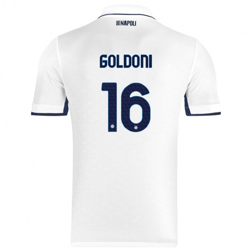 Danxen Kvinder Eleonora Goldoni #16 Hvid Kongeblå Udebane Spillertrøjer 2024/25 Trøje T-Shirt