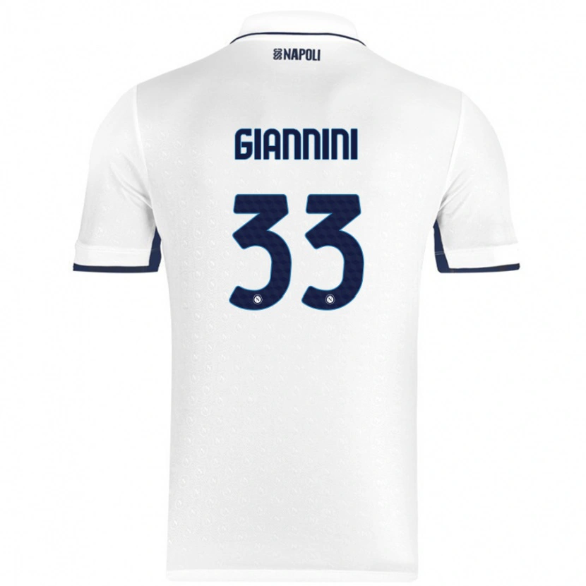 Danxen Kvinder Enrico Giannini #33 Hvid Kongeblå Udebane Spillertrøjer 2024/25 Trøje T-Shirt