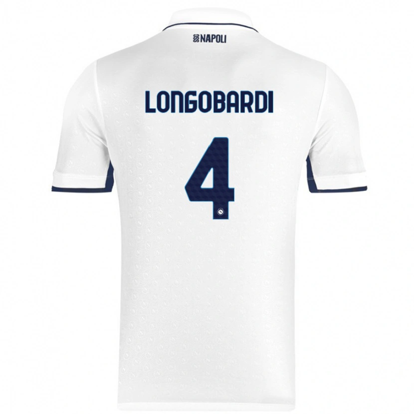 Danxen Kvinder Salvatore Longobardi #4 Hvid Kongeblå Udebane Spillertrøjer 2024/25 Trøje T-Shirt
