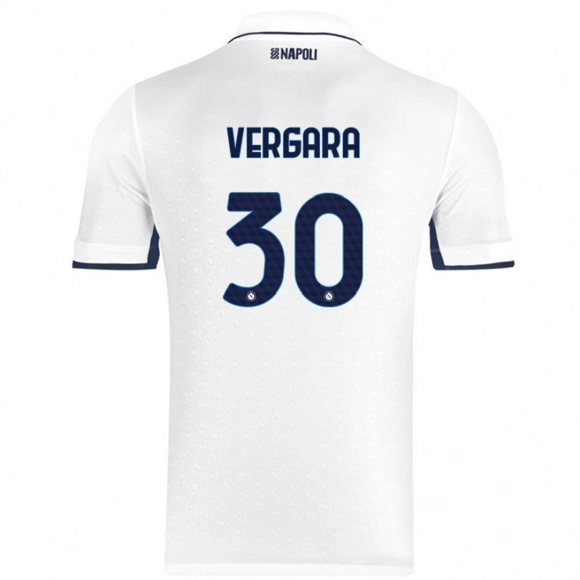 Danxen Kvinder Antonio Vergara #30 Hvid Kongeblå Udebane Spillertrøjer 2024/25 Trøje T-Shirt