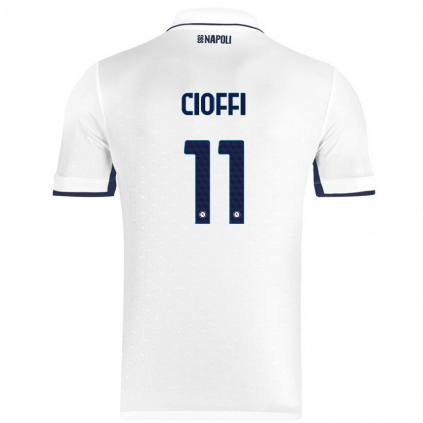 Danxen Kvinder Antonio Cioffi #11 Hvid Kongeblå Udebane Spillertrøjer 2024/25 Trøje T-Shirt