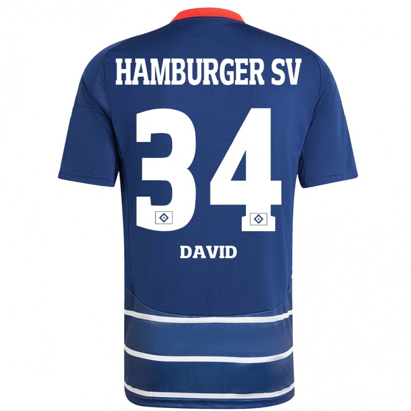 Danxen Kvinder Jonas David #34 Mørkeblå Udebane Spillertrøjer 2024/25 Trøje T-Shirt