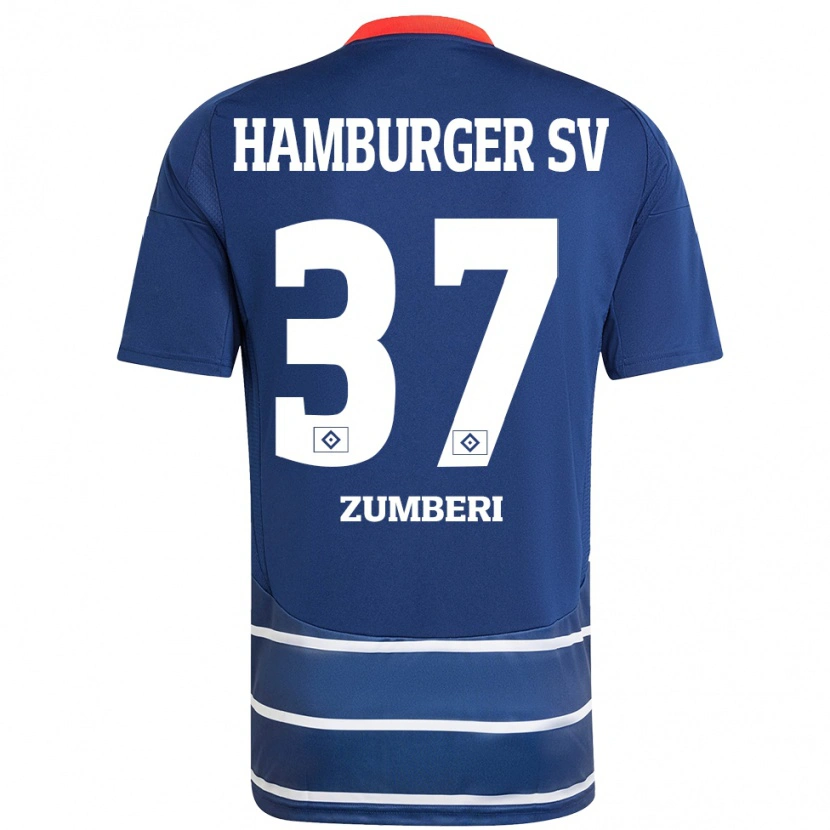 Danxen Kvinder Valon Zumberi #37 Mørkeblå Udebane Spillertrøjer 2024/25 Trøje T-Shirt
