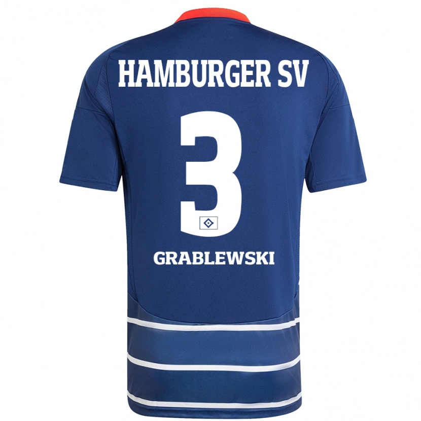 Danxen Kvinder Max Grablewski #3 Mørkeblå Udebane Spillertrøjer 2024/25 Trøje T-Shirt