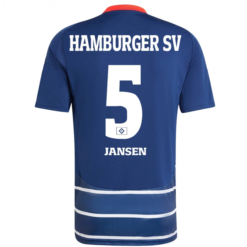 Danxen Kvinder Marcell Jansen #5 Mørkeblå Udebane Spillertrøjer 2024/25 Trøje T-Shirt