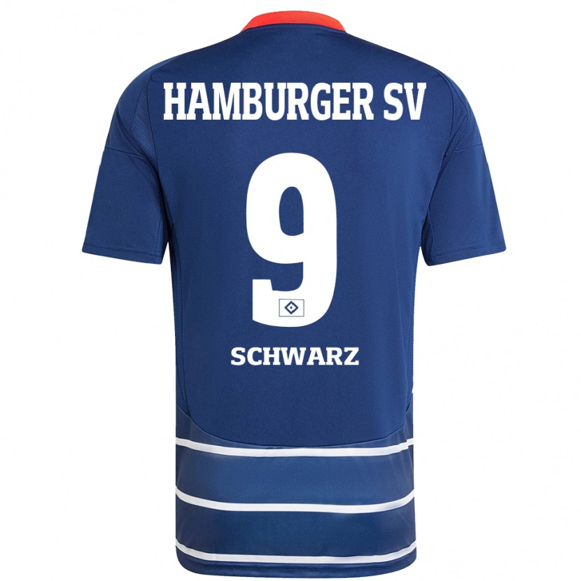 Danxen Kvinder Rafael Schwarz #9 Mørkeblå Udebane Spillertrøjer 2024/25 Trøje T-Shirt