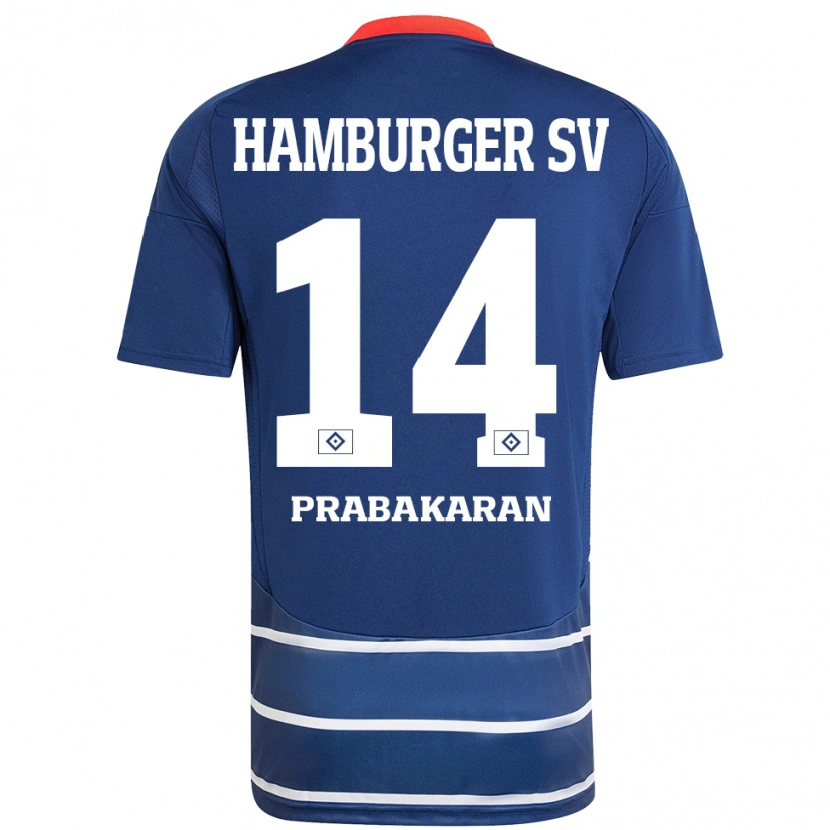 Danxen Kvinder Nilavan Prabakaran #14 Mørkeblå Udebane Spillertrøjer 2024/25 Trøje T-Shirt