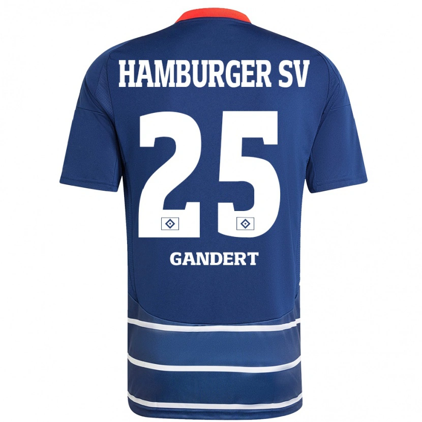 Danxen Kvinder Jeremy Gandert #25 Mørkeblå Udebane Spillertrøjer 2024/25 Trøje T-Shirt