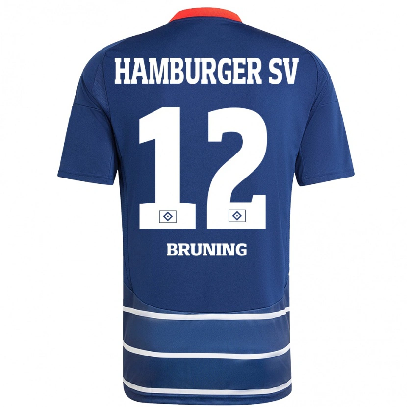 Danxen Kvinder Malte Brüning #12 Mørkeblå Udebane Spillertrøjer 2024/25 Trøje T-Shirt