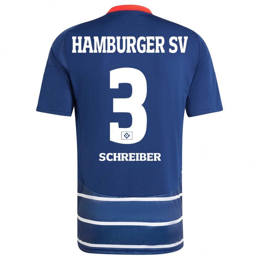Danxen Kvinder David Schreiber #3 Mørkeblå Udebane Spillertrøjer 2024/25 Trøje T-Shirt